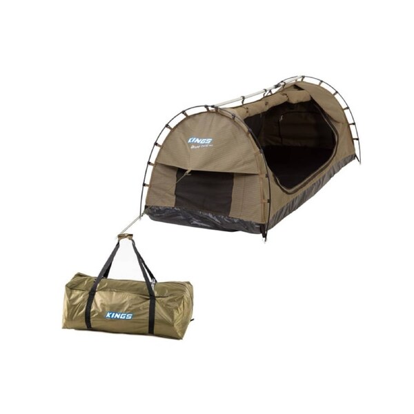 Kings Deluxe Single Camping Swag MKII 50mm Mattress-400GSM Canvas+Polyester Bag