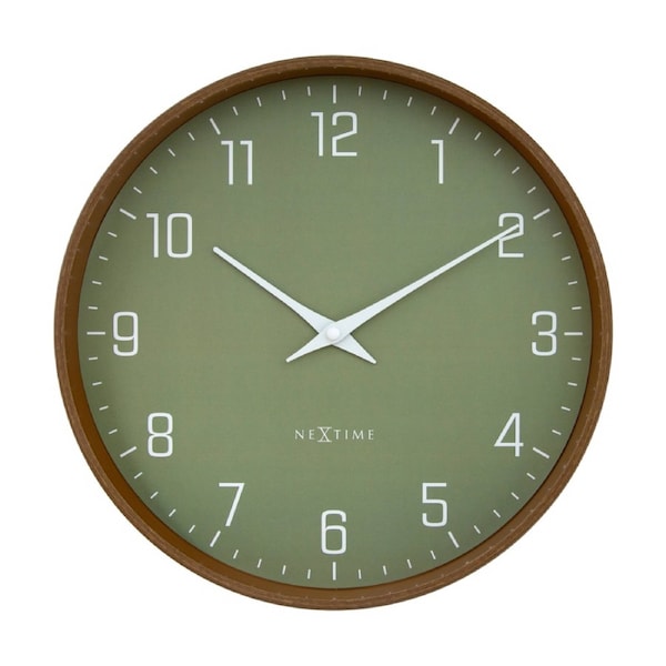 NeXtime Lyra Wall Clock Silent Analogue Hanging Home Decor Olive 30cm