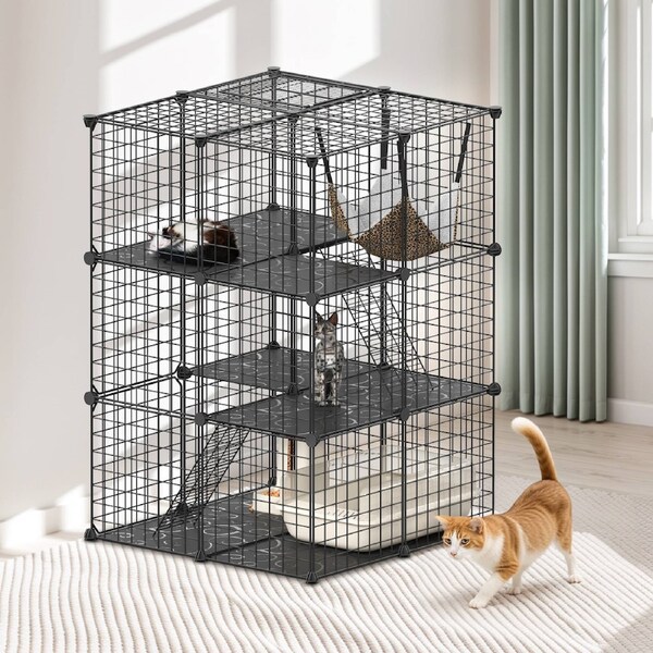 Advwin Cat Cage 3 Tier DIY Pet Crate Cat Villa Cat Enclosure