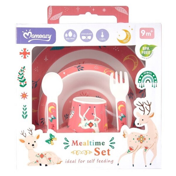 Momeasy Baby Meal Time Set with Silicone Suction Bowl Bib and Spoon
