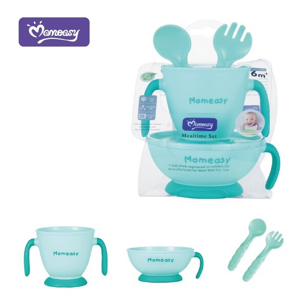 Momeasy Mealtime Set With Suction Baby Bowl Spoon Bib And Teether 4 Piece