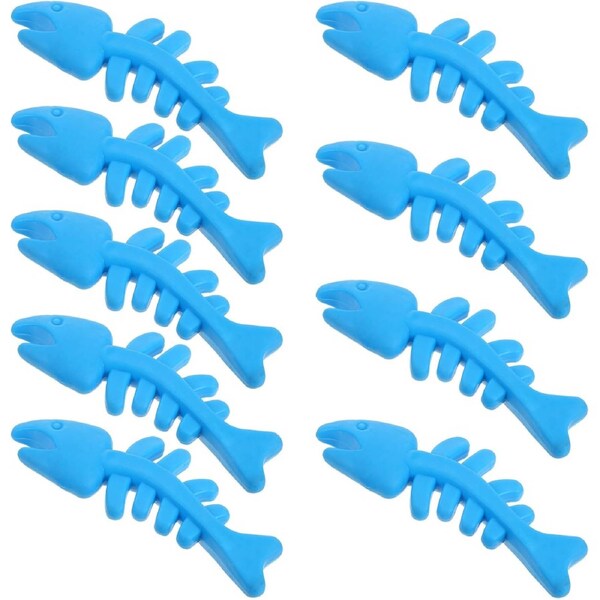 Velocity 9pcs Dog Chew Toy Set Fish Bone Shape Pet Biting for Teeth Cleaning Puppy Teething Chewing Sturdy Random Color for Dogs