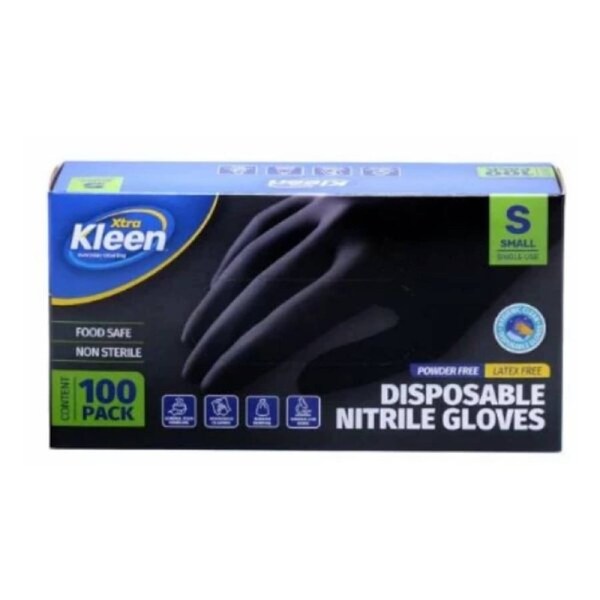 OzOffer Disposable Nitrile Gloves Black Small Size Powder Free Latex Free 100pk