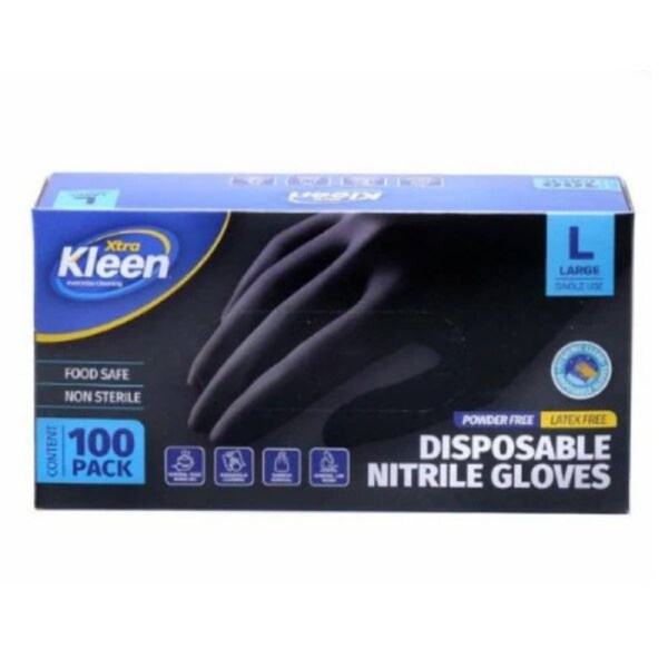 OzOffer Disposable Nitrile Gloves Black Xlarge Size Powder Free Latex Free 100pk