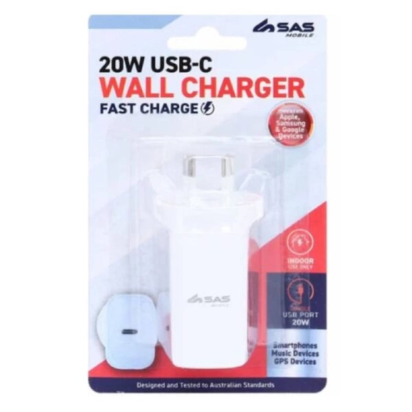 OzOffer SAS Mobile 20W USB-C Fast Wall Charger White Portable Power Adapter