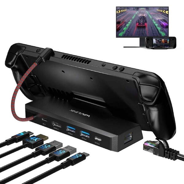 Docking Station for Steam Deck/ROG 4K@144Hz USB-C Dock 100W PD 3x 10G USB 3.2