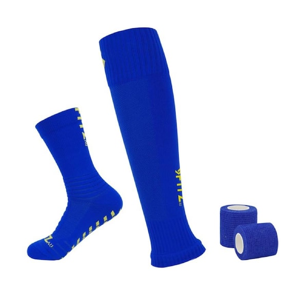 Player Pack Grip Socks + Leg Sleeves + Bandage Tape Blue Small 5US to 7US