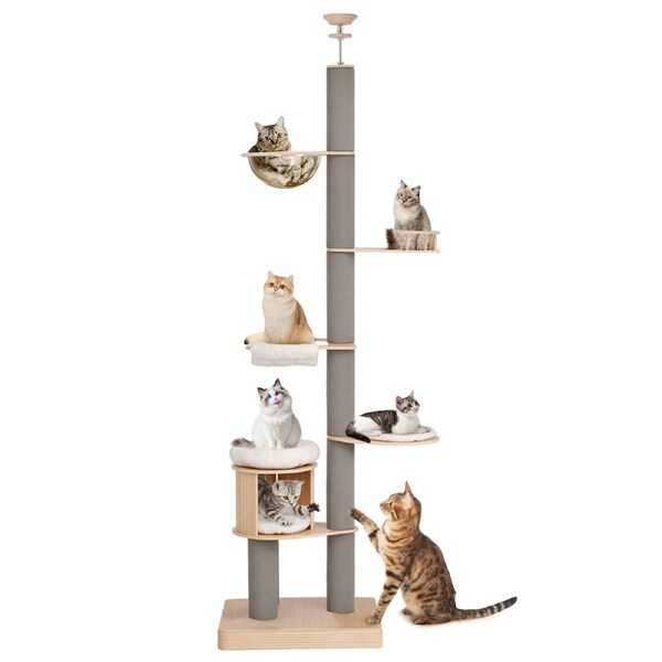 Advwin Cat Tree Cat Tower Floor to Ceiling Scratching Post 263-294cm