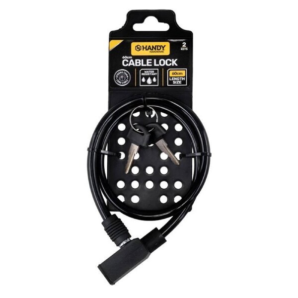OzOffer Cable Lock With 2 Keys 7.5mm x 60cm Black