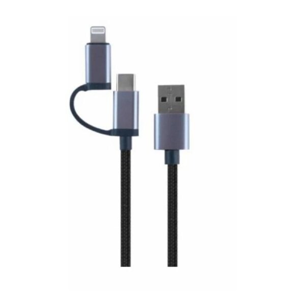 OzOffer Charge & Sync USB A to USB C & 8-Pin 2-in-1 Polyester Cable
