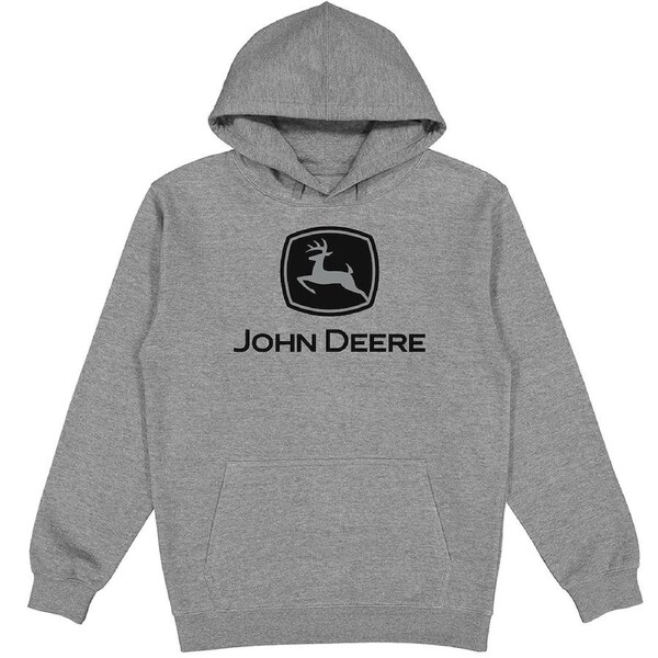 John Deere Mens/Unisex Cotton Logo Fleece Hoodie/Hooded Jumper Grey XL