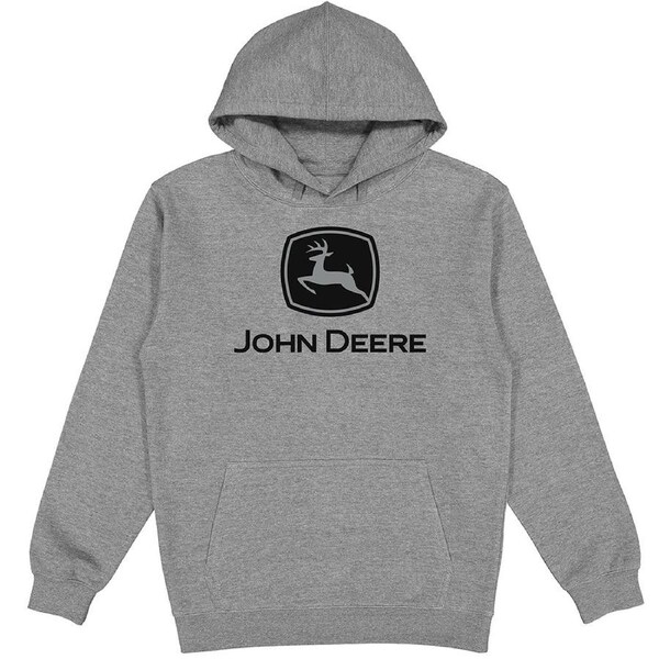 John Deere Mens/Unisex Cotton Logo Fleece Hoodie/Hooded Jumper Grey Small