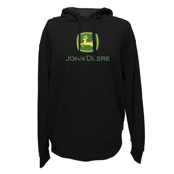 John Deere Mens/Unisex Cotton Logo Fleece Hoodie/Hooded Jumper Black Medium