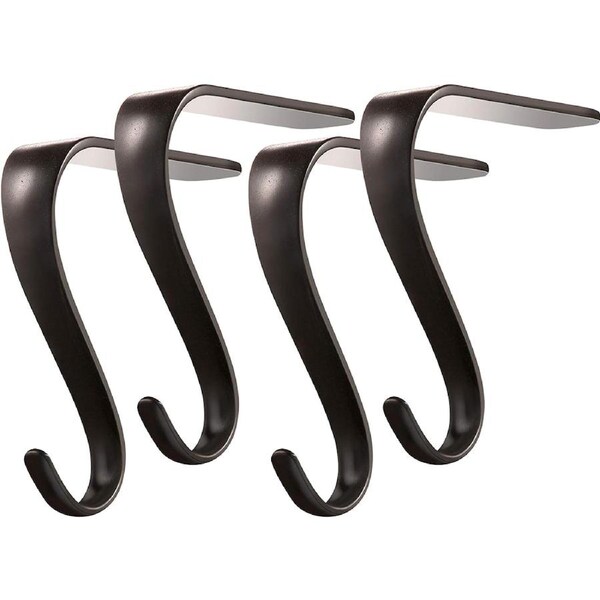 4Pcs Christmas Hooks Christmas Sock Metal Hooks Fireplace Hooks Party Decoration Black