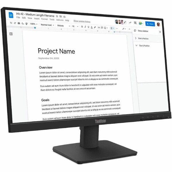 Lenovo ThinkVision S22-4e 22" Class Full HD LED Monitor - 16:9 - Raven Black - 21.5" Viewable - In-plane Switching (IPS) Technology - WLED Backlight