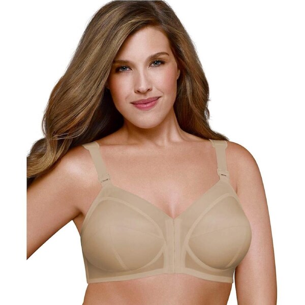 Exquisite Form Front Close Cotton Classic Support Plus Size Bra Nude / 18B