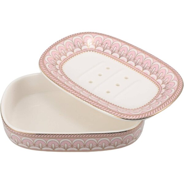 Velocity Ceramic Soap Dish Holder with Self Draining Tray Easy to Clean Vintage Style Bathroom Soap Bar Holder Multi Functional Use for Shower Sink Countertop