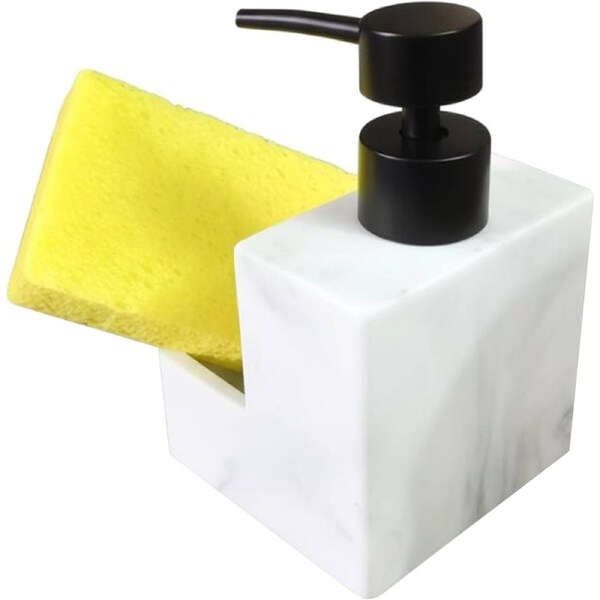 Velocity Leakproof Kitchen Soap Dispenser with Sponge Holder, Refillable Dishwashing Liquid Pump Bottle for Bathroom and Kitchen Sink Countertops Organizer