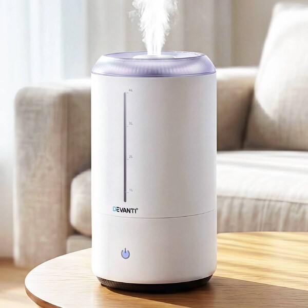 Devanti 4L Ultrasonic Humidifier Aroma Diffuser Top Fill Quiet Bedroom White