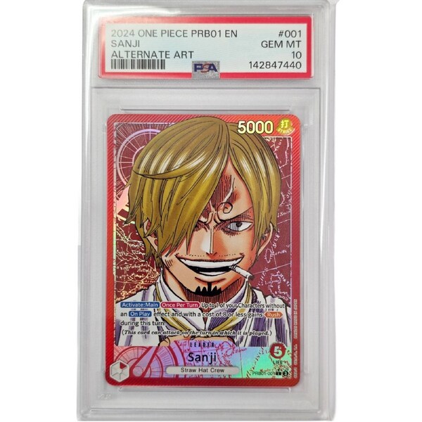 One Piece Sanji Leader Alternate Art PRB01-001 PSA 10 Graded Slab Card