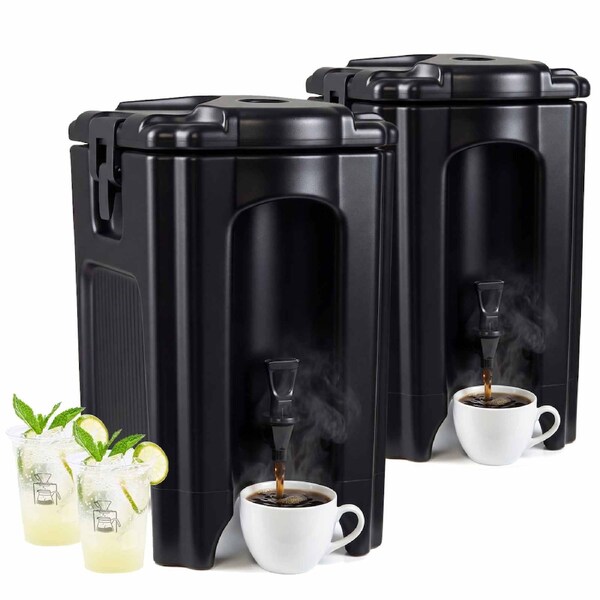 Costway 36L Insulated Beverage Dispenser LLDPE Hot Cold Drink Server Carrier Handles Commercial Thermal Cooler Container