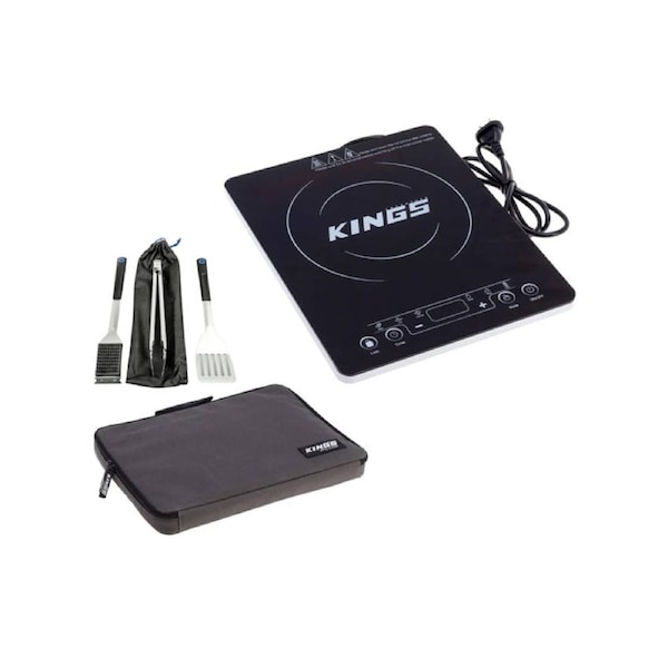 Kings Portable Induction Cooker 2000W, Slim, Adjustable Power + Cooker Bag and Barbecue Tools