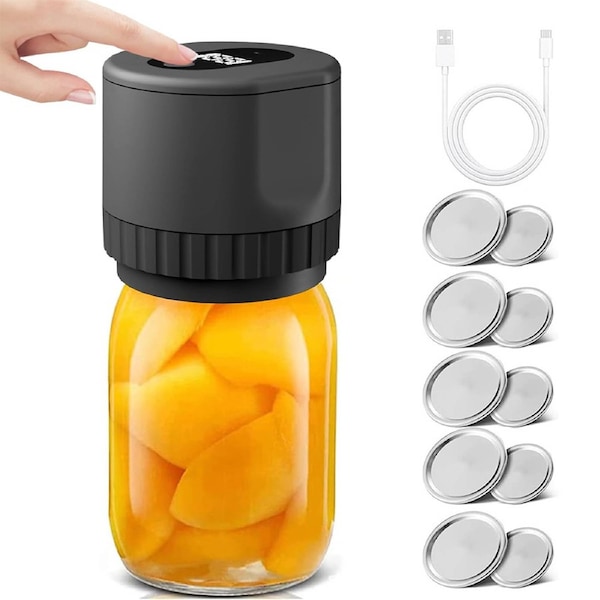 Catzon Electric Mason Jar Vacuum Sealer Kit for Food Storage and Fermentation with Wide-Mouth and Regular-Mouth Mason Jar Lids