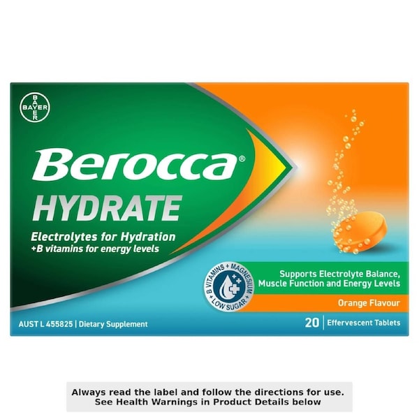 Berocca Hydrate Electrolyte Effervescent Tablets Orange 20 Pack