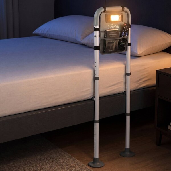 Levede Bed Rail Elderly Adjustable Safety Handle Bed Assist Motion Sensor Light