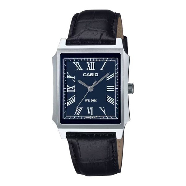 Casio MTP-B190L-2BV Mens Analog Watch Brown Leather Band Blue Dial Classic