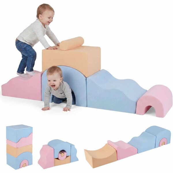 Costway 6 Piece Crawl & Climb Foam Play Set Climbing Blocks Soft Toys Indoor Gym Playset Gift Multi