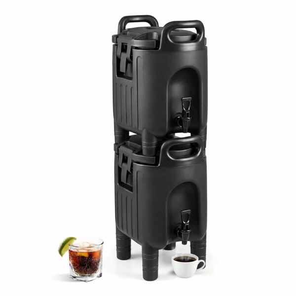 Costway 2x 10L Insulated Beverage Dispenser Commercial Coffee Tea Iced Thermal Drink Serve Container Hot/Cold Water