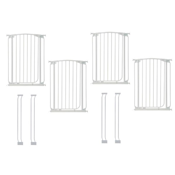 2x 4pc Dreambaby Chelsea Pressure Mounted Tall Baby Safety Gate W/ Extensions Wh