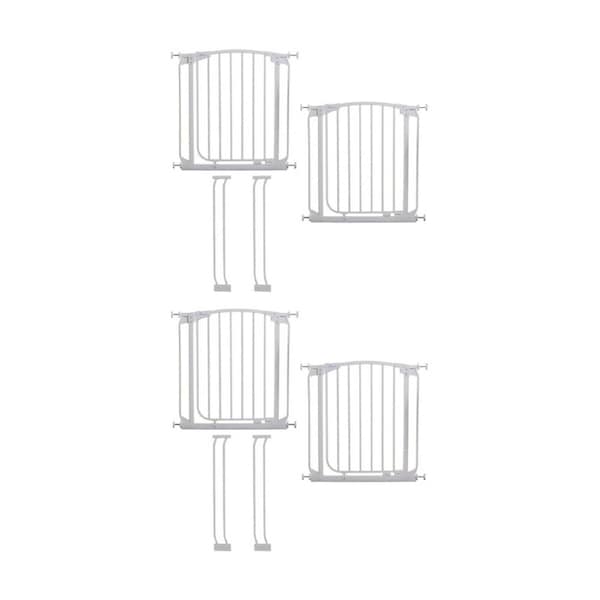 2x 4pc Dreambaby Chelsea Pressure Mounted Baby Safety Gate & Extensions White