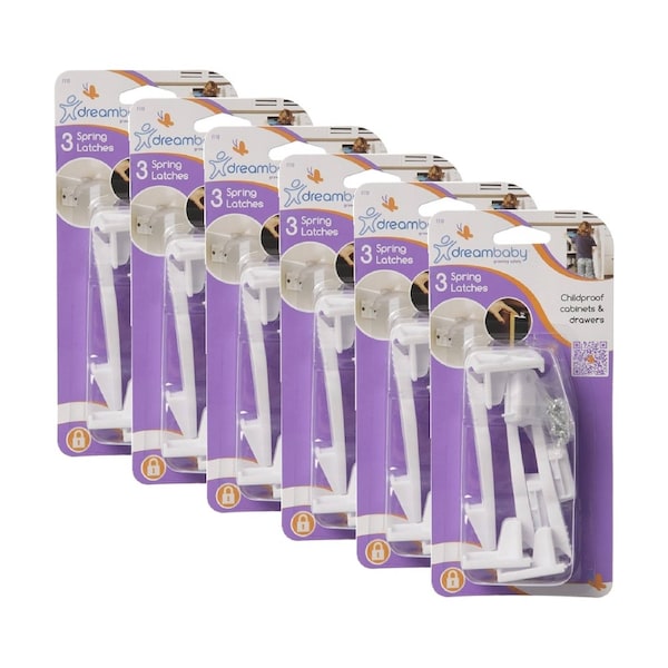6x 3pc Dreambaby Spring Latches Baby/Child Safety Drawer/Cabinet Locks White