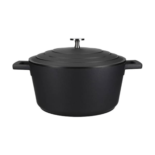 MasterCraft 4L Large Cast Aluminium Casserole Cooking Pot Dish Black 24cm