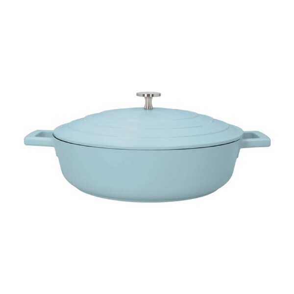 MasterCraft Cast Aluminium Shallow Casserole Dish Cooking Pot 4L Blue 28cm
