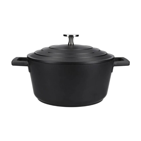 MasterCraft 2.5L Cast Aluminium Casserole Dish Kitchen Cooking Pot Black 20cm