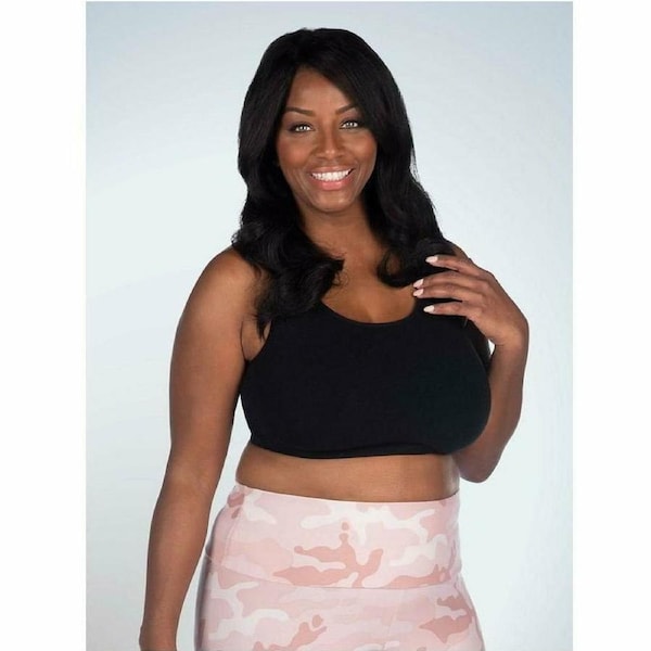 Leading Lady Serena Cotton Wirefree Racerback Plus Size Sports Bra-Black 18BCD