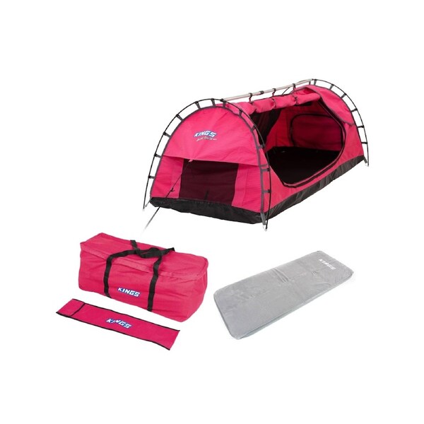 Kings Pink Deluxe Single Swag MKII + Pink Swag Bag + Self Inflating Foam Mattress