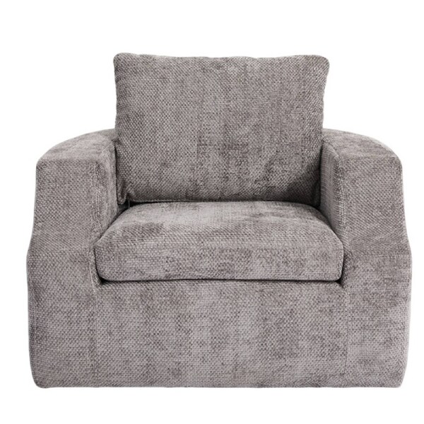 BA639 Plush Grey Swivel Lounge Chair with Pillow – Modern Accent Chair