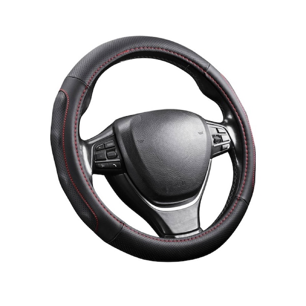 Outback GT Steering Wheel Cover for Suzuki Jimny 1998-2018 JB - Circle - Microfiber Leather - Wear-Resistant & Breathable - Warm in Winter & Cool in Summer - Black - 38cm