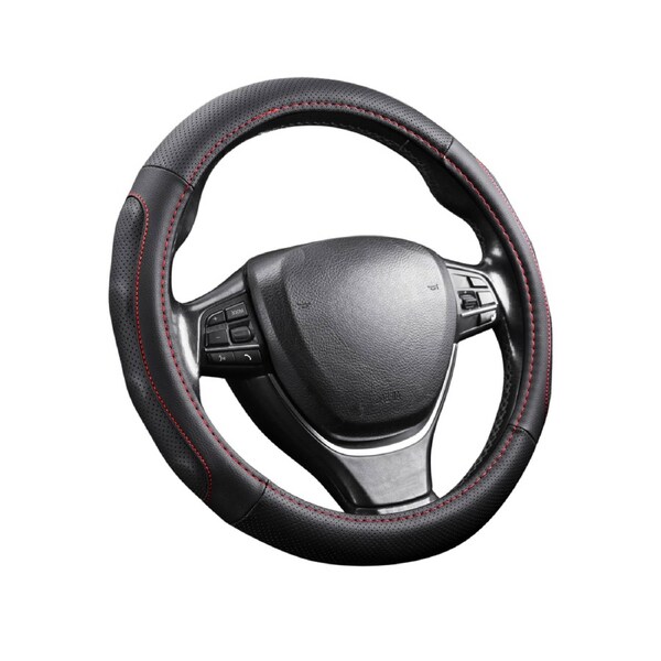 Outback GT Steering Wheel Cover for Mitsubishi Challenger 2008-2016 (PB/PC) - Circle - Microfiber Leather - Wear-Resistant & Breathable - Warm in Winter & Cool in Summer - Black - 38cm