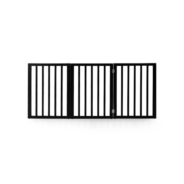 Petzly Pet Gate Dog Fence Safety Barrier Security Door Black - 3 Panels