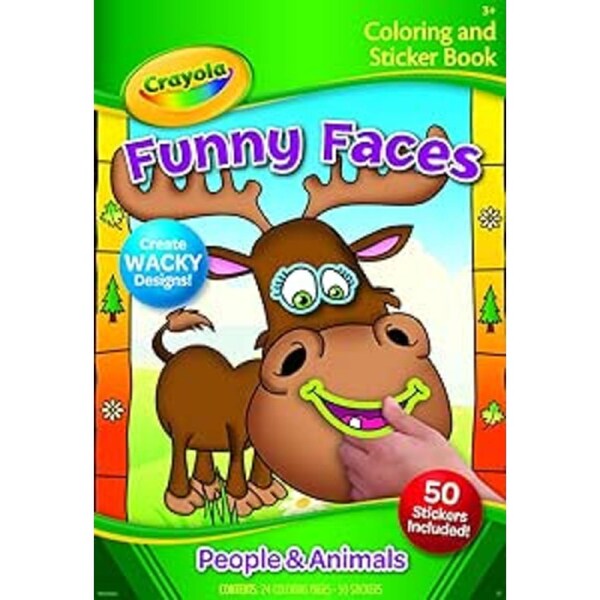 Crayola Color & Sticker Book Funny Faces People Animals Kids 3y+
