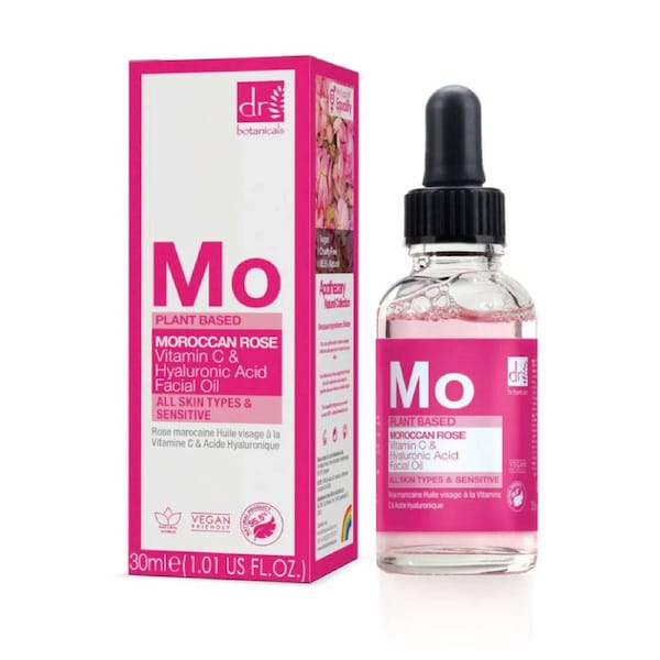 Dr Botanicals Moroccan Rose Facial Oil Hyaluronic Acid Vitamin C 30ml