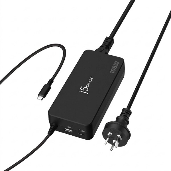 J5Create 3-Port PD USB-C & USB A 108W Super Charger For Simultaneous Charging