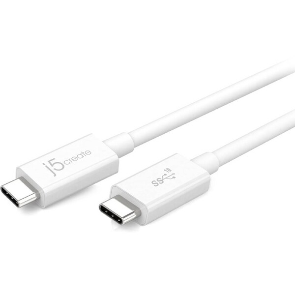 J5Create USB-C-To-USB-C Coaxial Cable White 100W 10Gbps