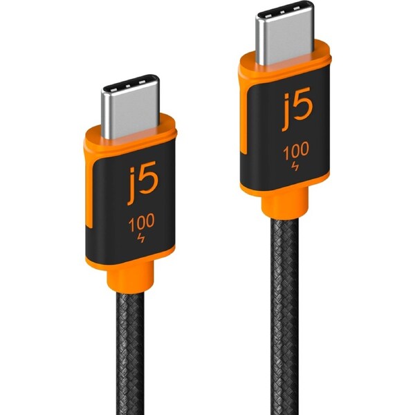 J5Create USB-C-to-USB-C Sync and Fast Charge Braided Cable 100W 1.8m