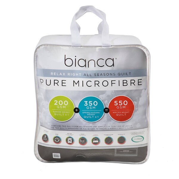 Bianca Relax Right Microfibre All Seasons Quilt White - King Bed